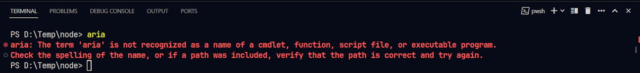 Terminal error in VS Code caused by missing path